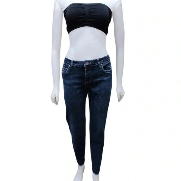 Kut From The Kloth Skinny Dark Wash Raw Hem Size 12 - Picture 2 of 12